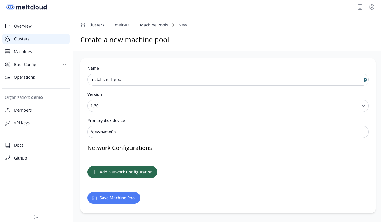 Create Machine Pool