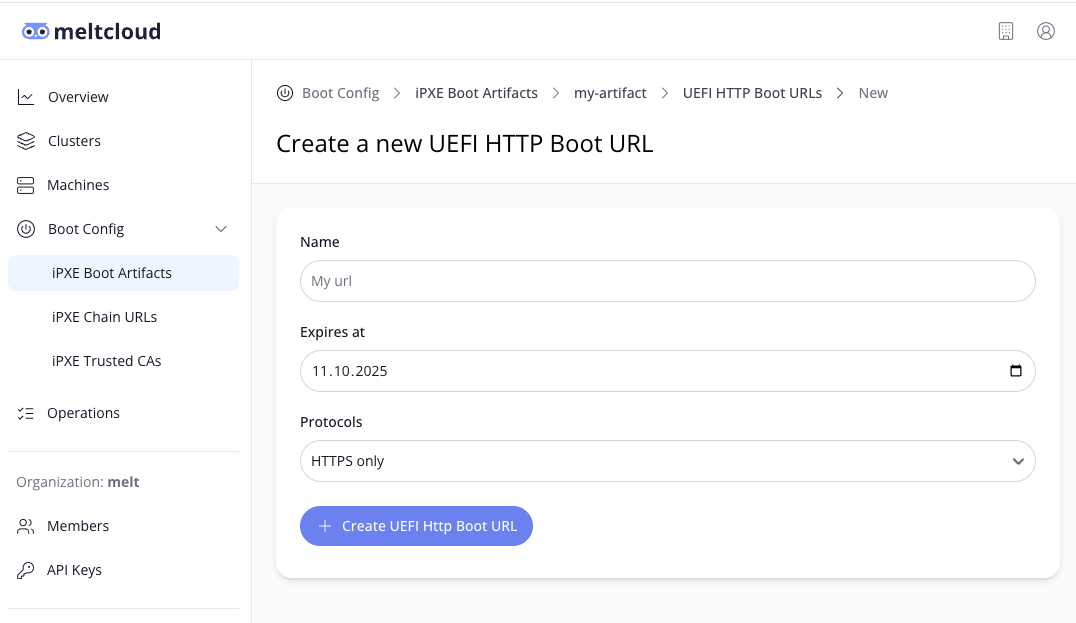 Create UEFI HTTP Boot URL